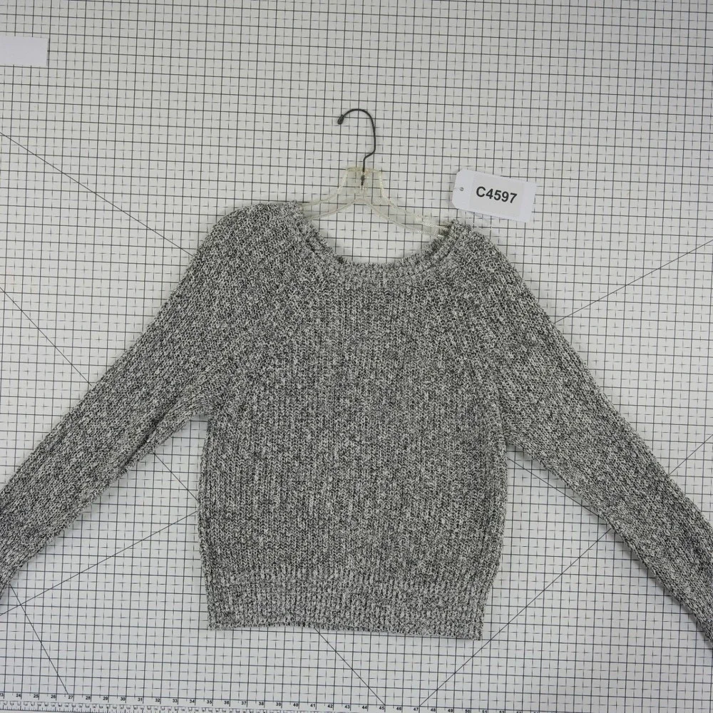 Free People Sweater Women's Size‎ Medium Black White Marled Chunky Knit Raglan